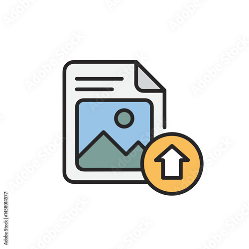 Stock photo upload icon in flat design style  