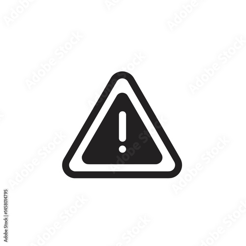 Warning sign with exclamation mark in black vector style  