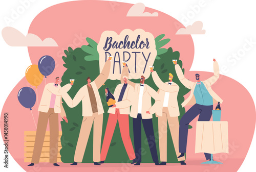 Bachelor party celebration vector illustration