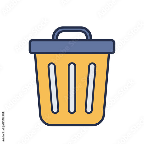 Trash bin icon in flat design style on white background  