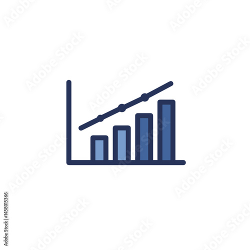 Growth chart displaying upward trends in blue colors  
