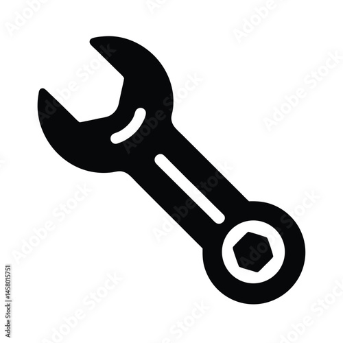 mechanical wrench stencil icon vector illustration