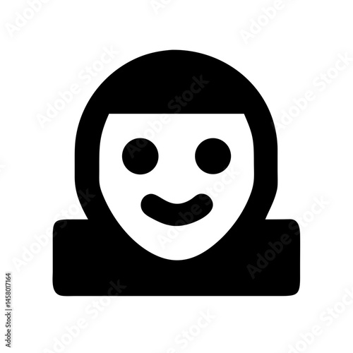 Icon of faceless figure in black hoodie on white background. Use for cybersecurity, anonymity, or hacker themes.