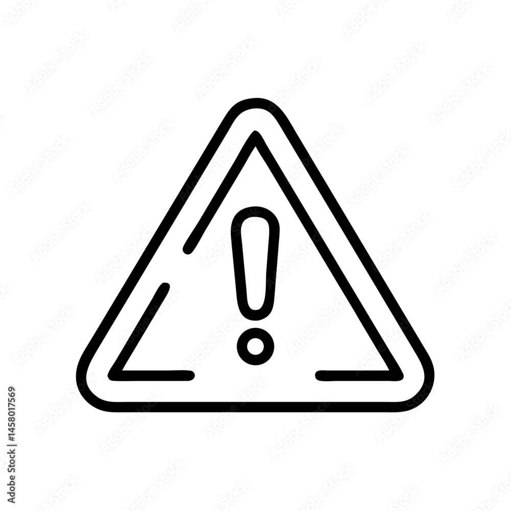 Black line icon of warning triangle with exclamation mark inside. Use for UI alerts, safety notices, or website notifications. Black line icon of warning triangle with exclamation mark inside. Use for UI alerts, safety notices, or website notifications.