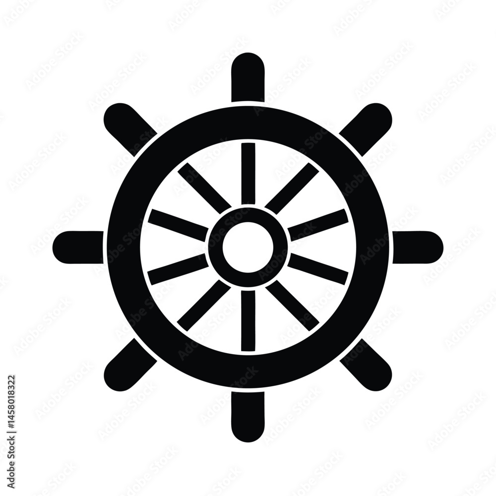 Obraz premium ship wheel icon vector illustration
