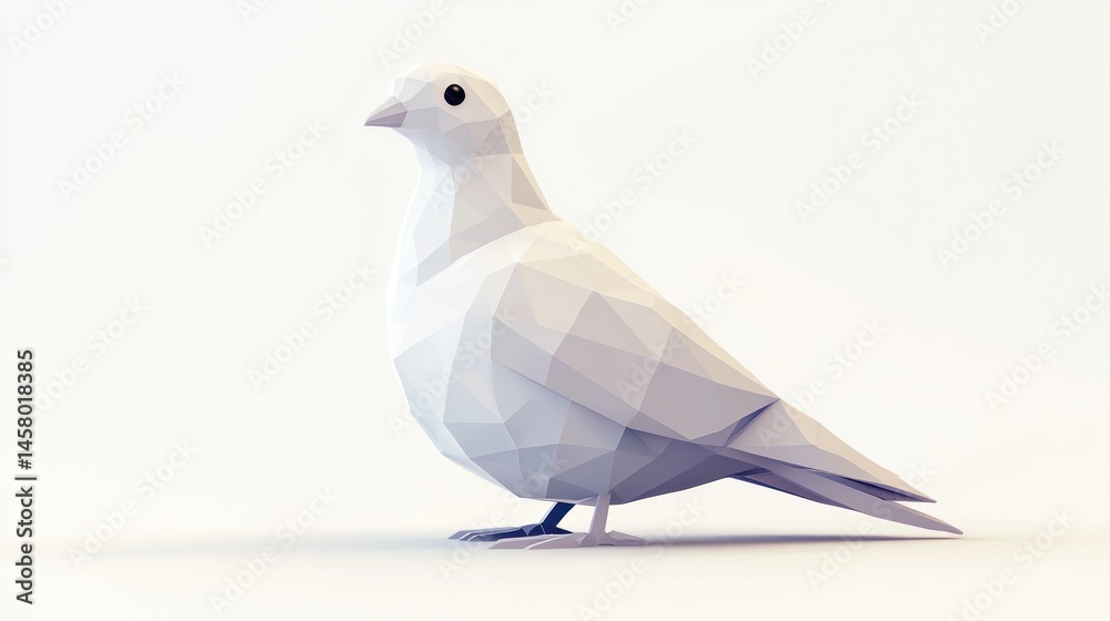 Obraz premium Low poly white pigeon
