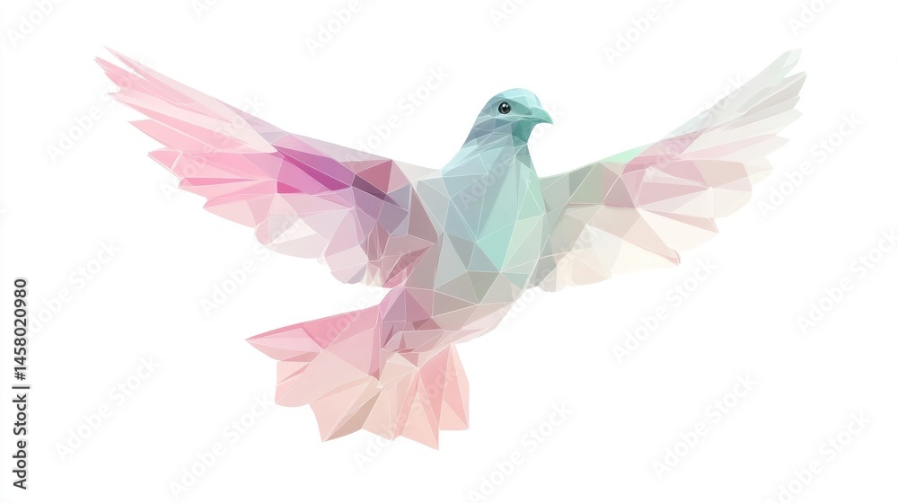Fototapeta premium Abstract polygonal dove in pastel colors
