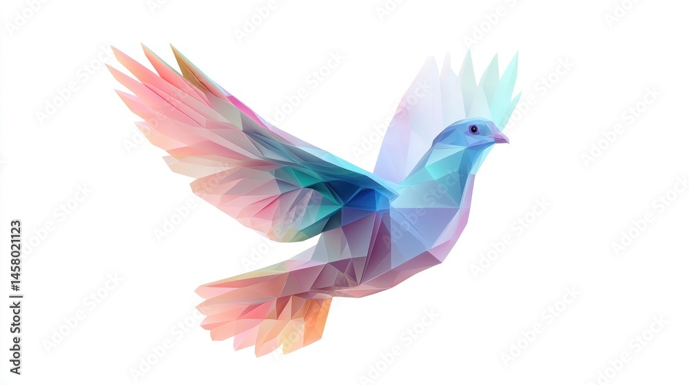 Obraz premium Abstract polygonal dove in flight (1)