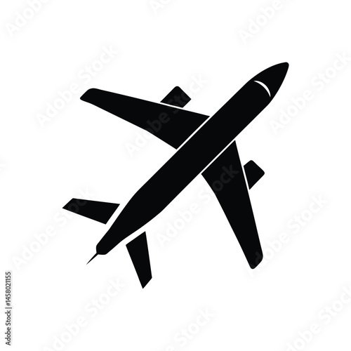 Airplane Flying Stencil Icon Vector Illustration