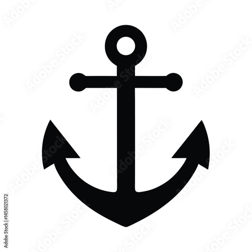 Anchor Stencil Icon Vector Illustration