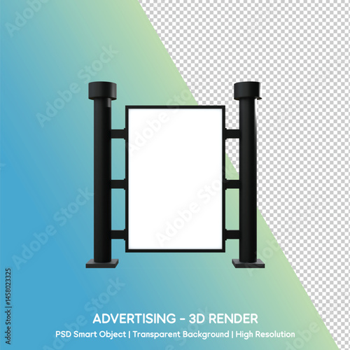 3D Render of Advertising Billboard with Blank Space