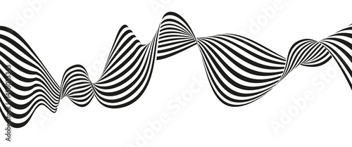 black and white abstract wavy lines isolated on transparent background