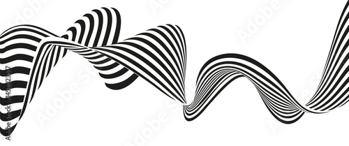 black and white abstract wavy lines isolated on transparent background