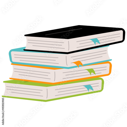 Pile Of Books. Isolated pile books collection for school or library concept vector illustration.