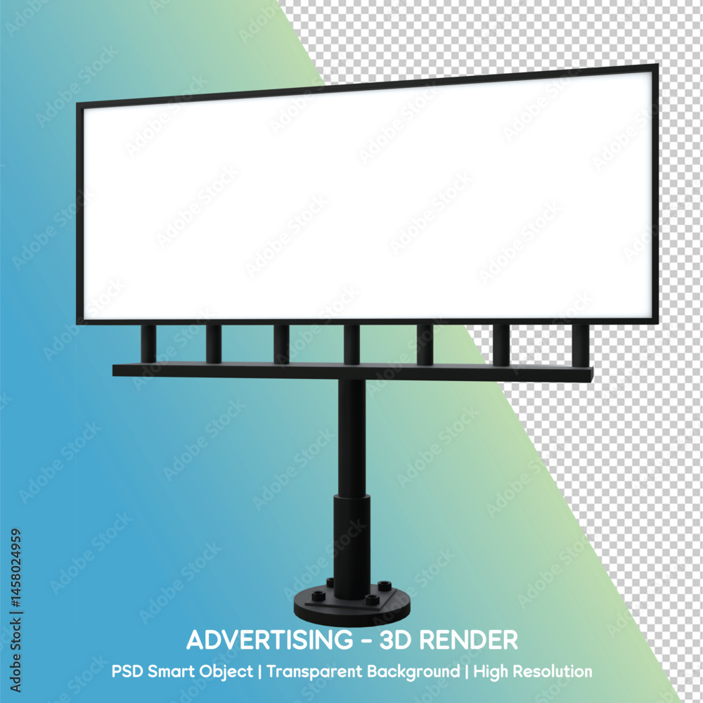 Fototapeta premium 3D Render of Advertising Billboard with Blank Space