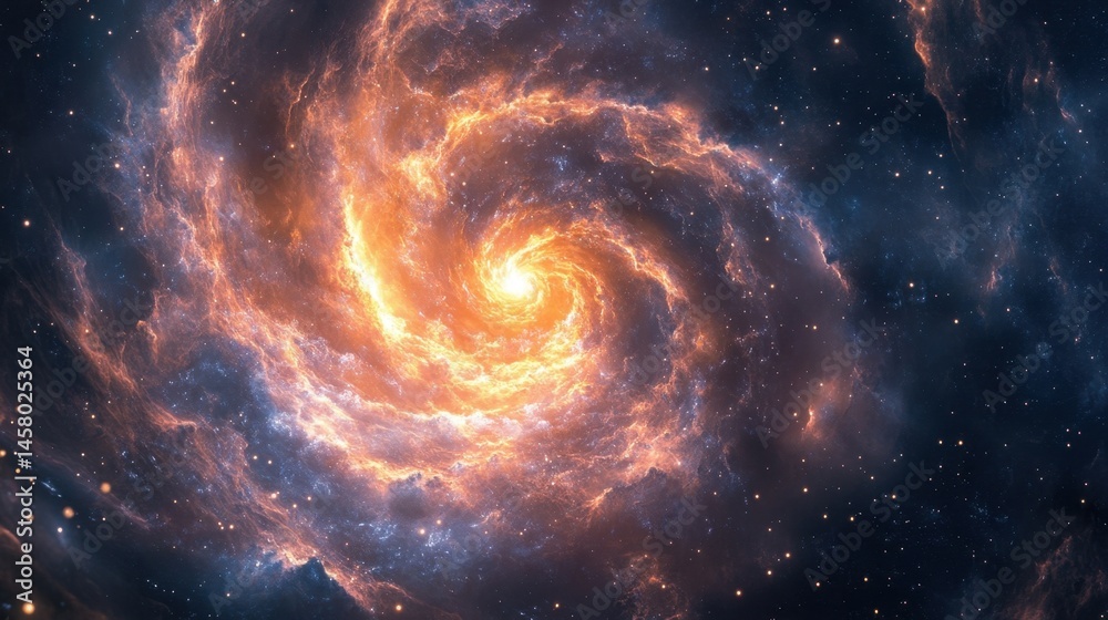 Fototapeta premium Vivid Galaxy Swirling in Space with Bright Colors and Stars Visible
