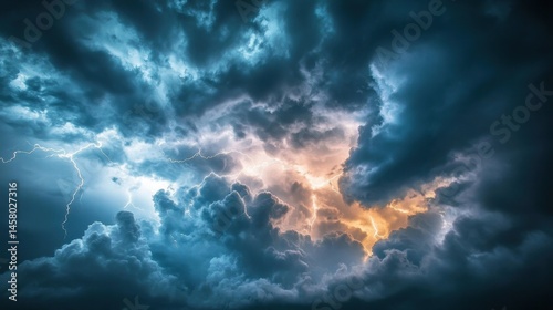 Dramatic Storm Clouds Lighting Up the Sky with Thunder and Lightning