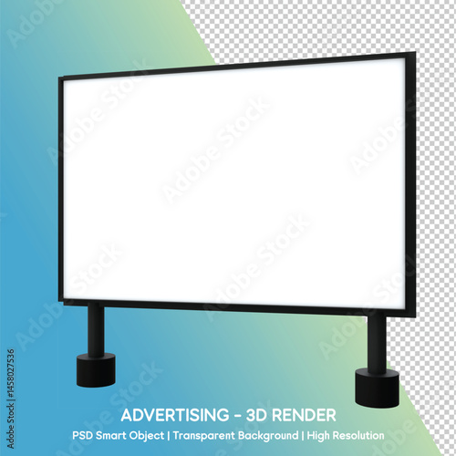 3D Render of Advertising Billboard with Blank Space