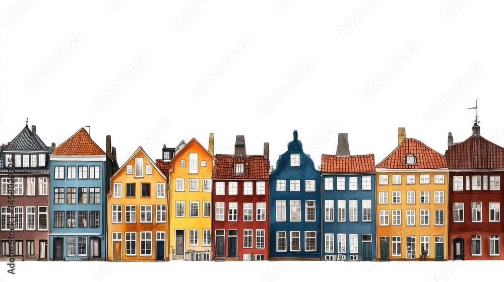 Naklejka premium Colorful European city houses in a row