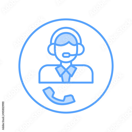 support center icon style blue