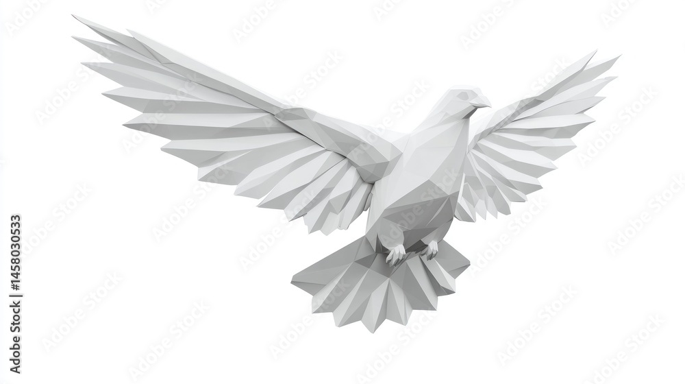 Naklejka premium Geometric white dove in flight