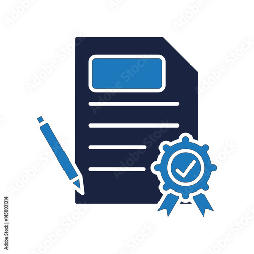 quality control icon style blue