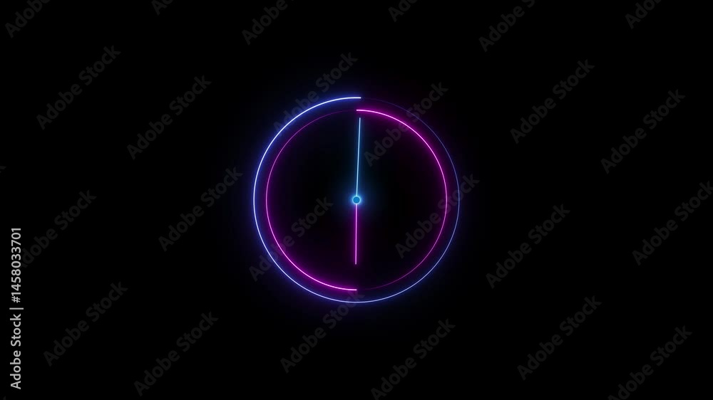 Neon clock animation. Office timer clock icon loop background 4k video. Neon clock animation. Office timer clock icon loop background 4k video.