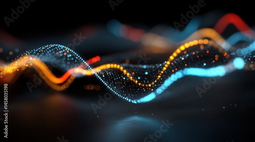 Vibrant and colorful light wave displaying dynamic trend-based trading signals in a macro financial conceptual design