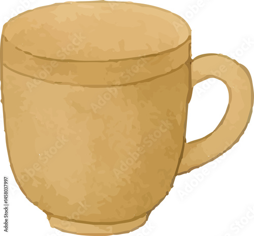 A simple, rustic coffee cup with a smooth finish, perfect for serving hot beverages in coffee shops or cafes, adding a warm and inviting touch to any setting
