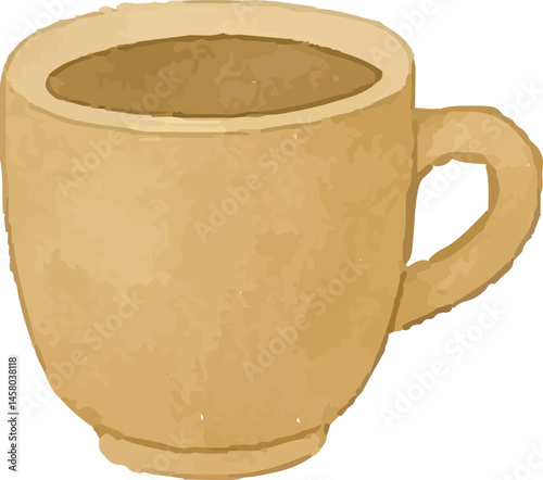 A simple, handcrafted coffee cup with a smooth finish, ideal for serving coffee or tea in a cozy coffee shop setting, offering a rustic yet elegant design