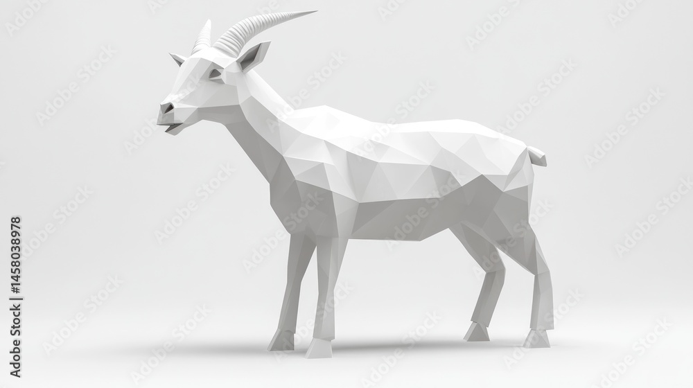 Fototapeta premium 3D polygonal white goat model