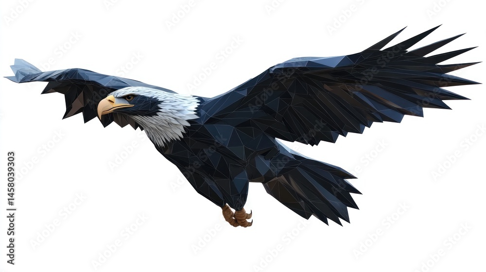 Obraz premium Low-poly eagle in flight (5)