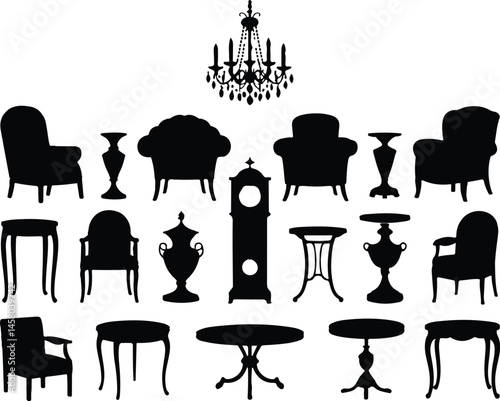  Antique Furniture Silhouettes Elegant Interior Design Elements