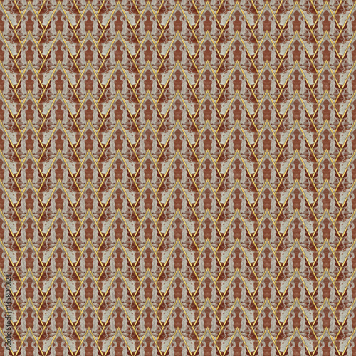 Ornament. Geometric seamless pattern. Illustration in stained glass style. Geometric openwork. Zigzag. Print for wallpaper, T-shirts, linens or textile, packing. Ceramic tile.