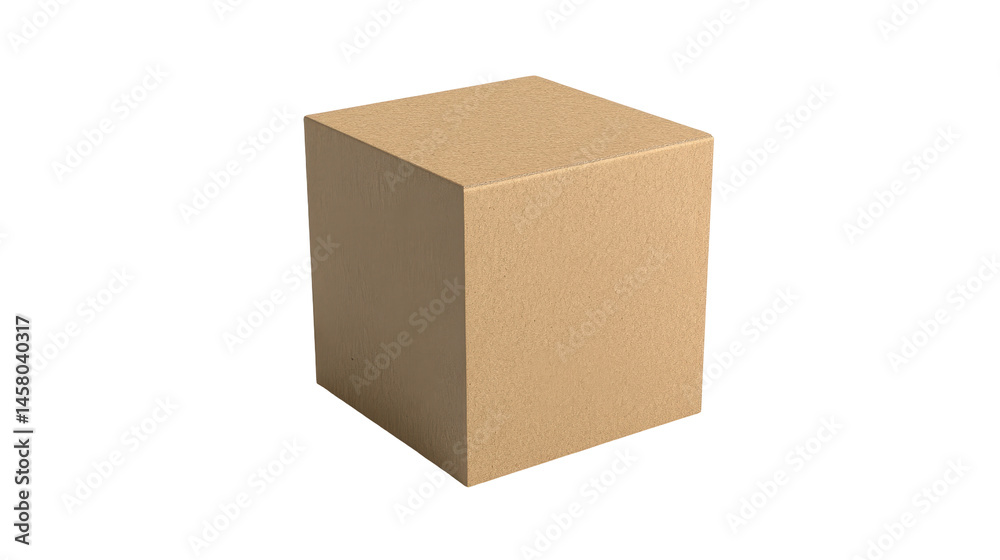Three-dimensional, beige cardboard cube against a soft, backdrop. Its smooth, simple lines create a clean visual design. Three-dimensional, beige cardboard cube against a soft, backdrop. Its smooth, simple lines create a clean visual design.