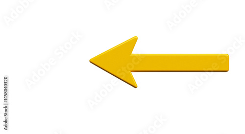 Png of A vibrant yellow arrow pointing left, symbolizing direction and movement in design.