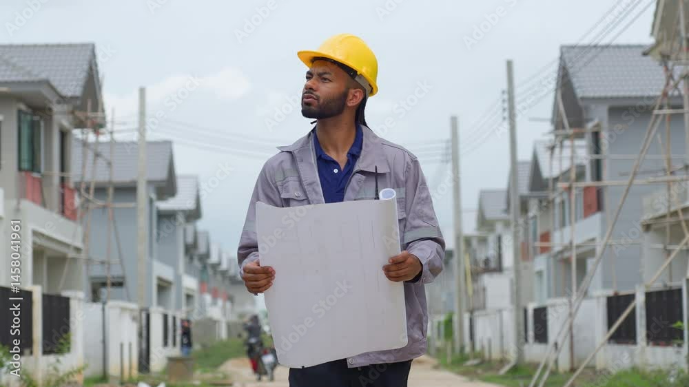 Black construction workers look at construction plans and operations to ensure they meet construction standards.