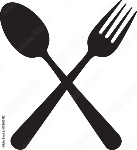 Isolated on white, a metal spoon and fork are common kitchen silverware used as dining utensils