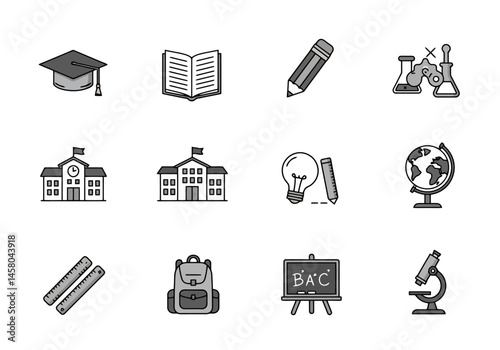 School and Education Icon Set: Back to School Essentials