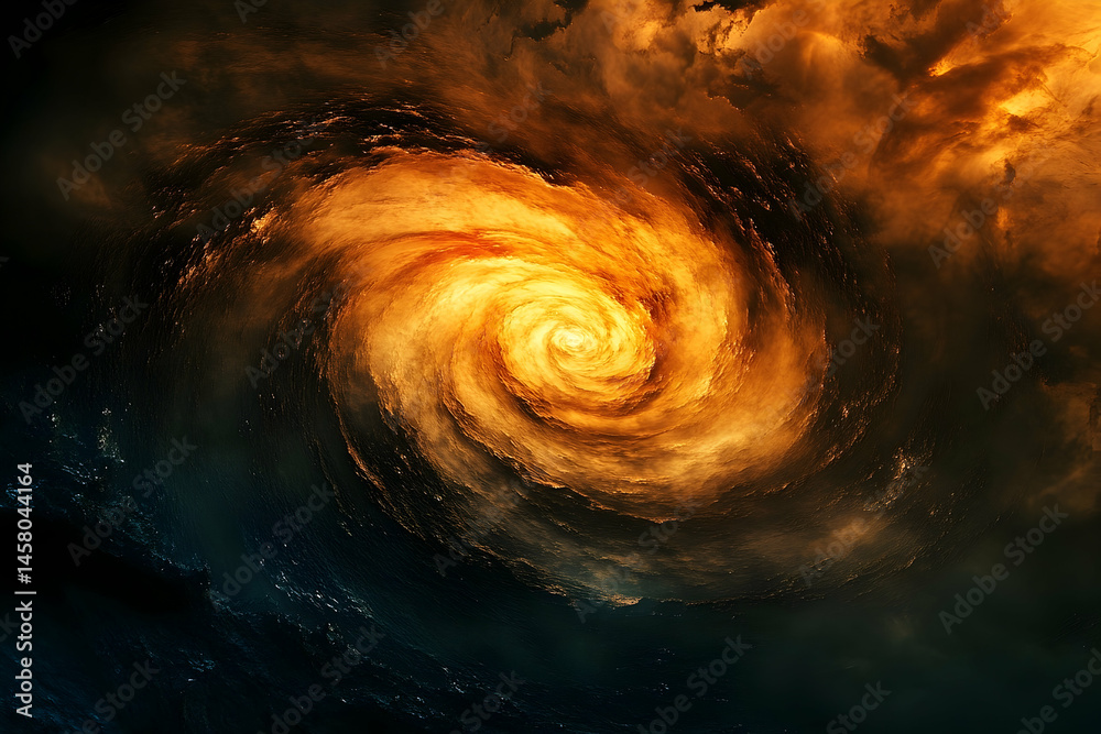 Fototapeta premium A swirling, fiery nebula in a dark cosmos.