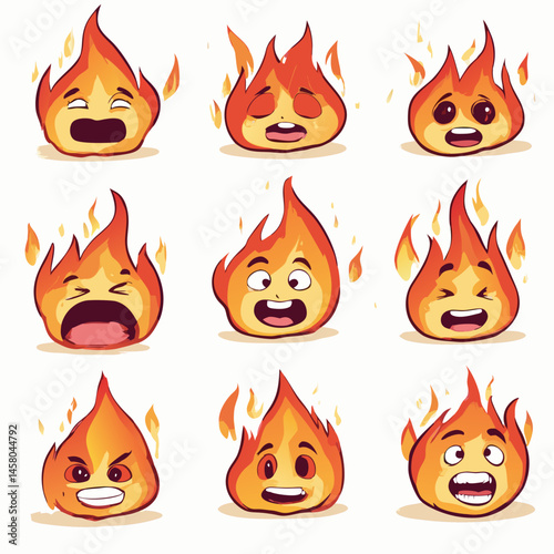 Flame Emoji Characters – Expressive Fireball Face Icon Sets
