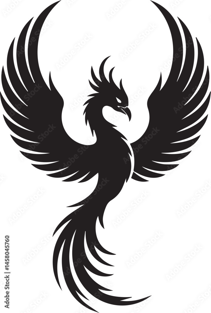 Obraz premium Black headed eagle, a vector illustration of a wild bird, showcasing its black silhouette and powerful wings in a drawing