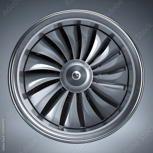 Powerful Jet Engine Turbine Closeup Detailed View of Aircraft Technology