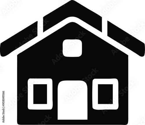 Real estate business concept – simple house icon representing property investment, home buying, realty services, housing market, and real estate development.