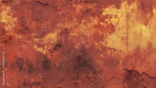 Grunge texture of a dilapidated wall in a red tone. Processed collage of rust metal table surface texture. Background for banner, backdrop or textureProcessed collage of rust metal table