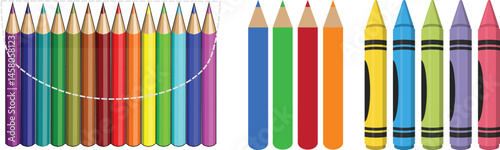 A colored pencils on white background 
