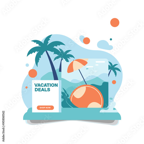 Vacation Deals with Poolside Elements and Tropical Background  