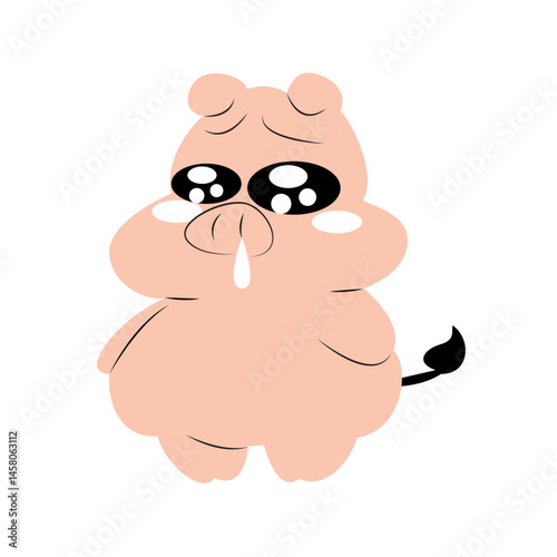 Sad Cartoon Pig Crying Illustration