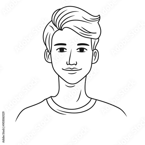 Young man smiling in a portrait illustration  