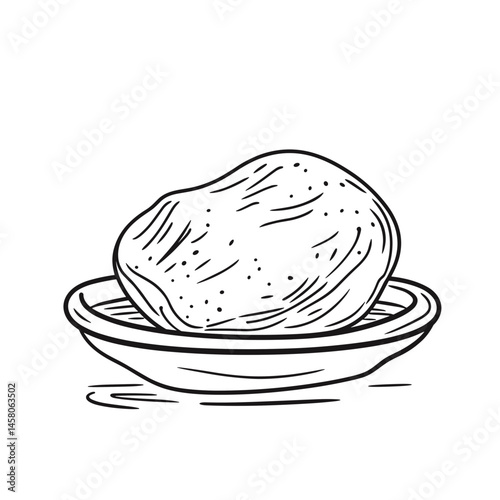 Body Sponge on Plate in Minimal Line Art Style  